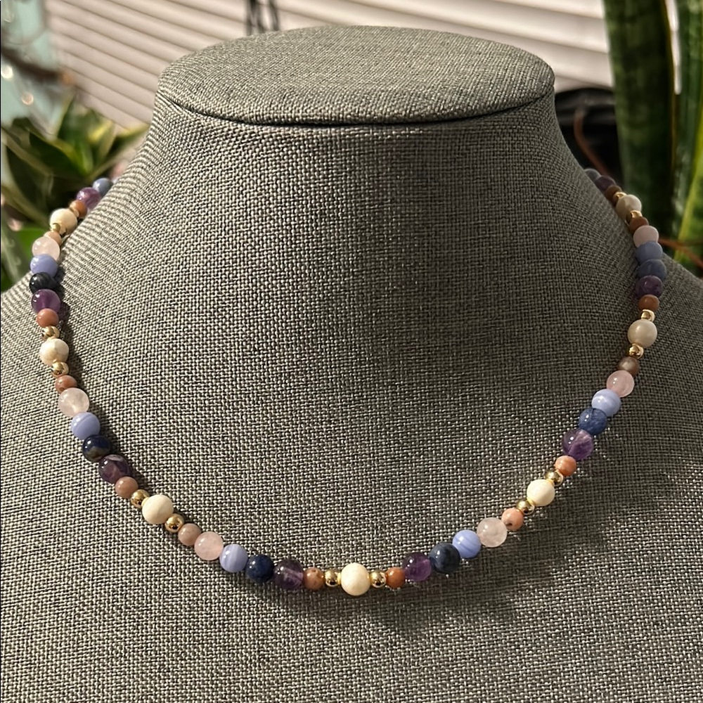 ✨ Handmade Freshwater Pearl + Amethyst + Rose Quartz + Agate Beaded Necklace